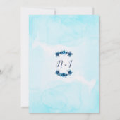 Invitation Aquarelle bleu Indigo Fête des mariées florale rus (Dos)