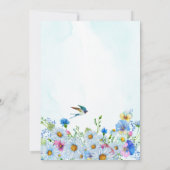 Invitation Aquarelle bleu jardin fleuri douche nuptiale (Dos)