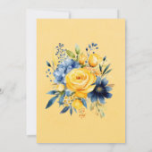 Invitation Aquarelle bleu jaune Mariage (Dos)