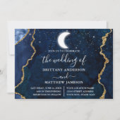 Invitation Aquarelle bleu marbre Mariage céleste (Devant)