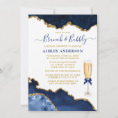 Invitation Aquarelle Bleu Marbre Or Géode Bridal Brunch (Devant)