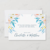 Invitation Aquarelle bleu Mariage (Dos)