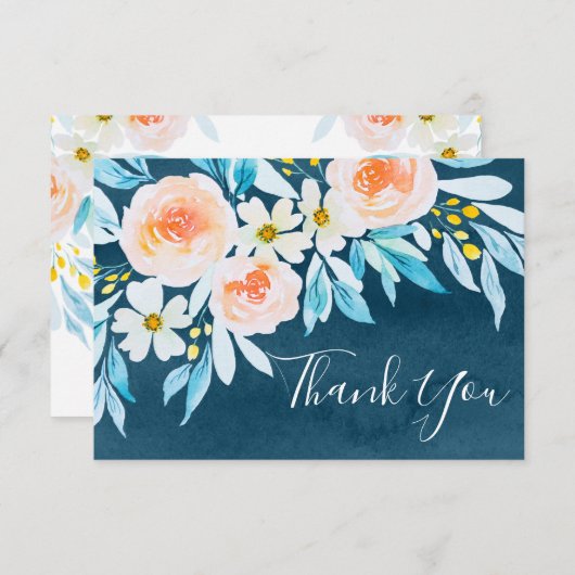 Invitation Aquarelle bleu Mariage (Devant / Derrière)