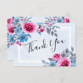 Invitation Aquarelle bleu Mariage (Devant / Derrière)