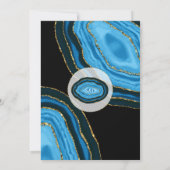 Invitation Aquarelle bleu marine de luxe Agates Pearls Mariag (Dos)