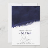 Invitation Aquarelle bleu marine et or Mariage moderne chic (Devant)