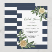 Invitation Aquarelle bleu marine Fête des mariées citron (Devant / Derrière)