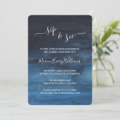 Invitation Aquarelle bleu marine foncé Laver le garçon Sip et (Debout devant)