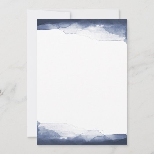 Invitation Aquarelle bleu marine Mariage moderne chic (Dos)