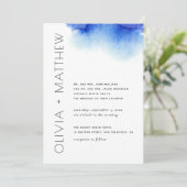 Invitation Aquarelle bleu marine simple mariage moderne (Debout devant)
