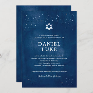 Invitation Aquarelle bleu marine Stress Night Bar Mitzvah