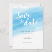 Invitation Aquarelle Bleu mer Enregistrer la date (Devant)