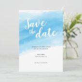 Invitation Aquarelle Bleu mer Enregistrer la date (Debout devant)