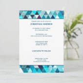 Invitation Aquarelle bleu moderne Barre Abstraite Mitzvah (Debout devant)