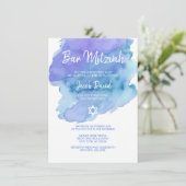 Invitation Aquarelle bleu moderne étoile de David BAR MITZVAH (Debout devant)