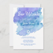 Invitation Aquarelle bleu moderne étoile de David BAR MITZVAH (Devant)