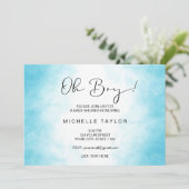 Invitation Aquarelle bleu moderne oh garçon baby shower invit (Debout devant)