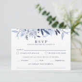 Invitation Aquarelle bleu moderne RSVP Choix de repas (Debout devant)