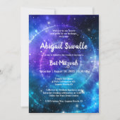 Invitation Aquarelle bleu moderne violet Bat mitzvah Galaxy (Devant)