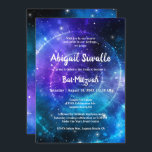 Invitation Aquarelle bleu moderne violet Bat mitzvah Galaxy<br><div class="desc">Si vous recherchez des idées de bat mitzvah à thème de galaxie cool pour votre célébration, voici un élégant modèle do-it-yourself qui peut être facilement personnalisé avec des noms, des détails d'événement et des informations rsvp. Le design unique de l'univers de l'artiste Raphaela Wilson présente un bel tourbillon de bleu...</div>