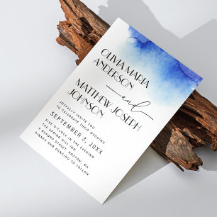 Invitation Aquarelle bleu nautique moderne simple mariage