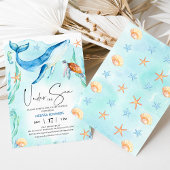 Invitation Aquarelle Bleu Océan Sous Le Baby shower De Mer