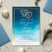 Invitation Aquarelle Bleu Océan Vagues Avec Mariage Monogramm