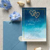 Invitation Aquarelle Bleu Océan Vagues Avec Mariage Monogramm