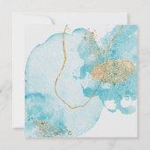 Invitation Aquarelle bleu or de luxe Abstrait Enregistrer la (Dos)