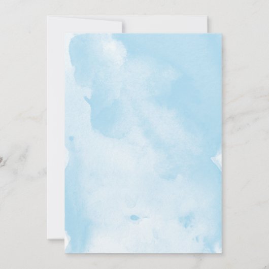 Invitation Aquarelle bleu or parties scintillant garçon bébé (Dos)