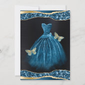 Invitation Aquarelle Bleu & Or Parties scintillant robe Sweet (Dos)