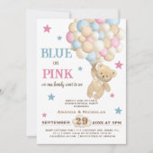 Invitation Aquarelle bleu ou rose Moderne Révélation de genre (Devant)