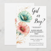 Invitation Aquarelle bleu ou rose Révélation de genre (Devant / Derrière)