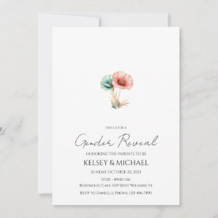 Invitation Aquarelle bleu ou rose Révélation de genre