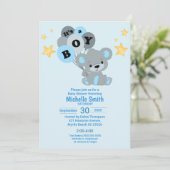 Invitation Aquarelle Bleu Ours Bleu C'est un garçon Ballons (Debout devant)