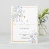 Invitation Aquarelle bleu outremer doux pois chéri (Debout devant)