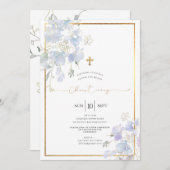 Invitation Aquarelle bleu outremer doux pois chéri (Devant / Derrière)