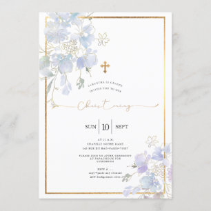 Invitation Aquarelle bleu outremer doux pois chéri