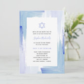 Invitation Aquarelle bleu peint| Bat mitzvah (Debout devant)