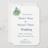 Invitation Aquarelle bleu perroquet Mariage d'oiseaux tropica (Dos)