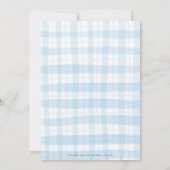 Invitation Aquarelle bleu plaid et Baby shower de fond (Dos)
