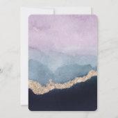 Invitation Aquarelle bleu pourpre Mariage or Agate (Dos)