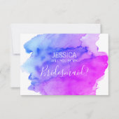 Invitation Aquarelle Bleu pourpre Serez-vous ma servante d'ho (Devant)