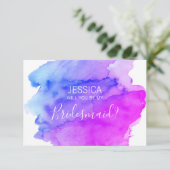 Invitation Aquarelle Bleu pourpre Serez-vous ma servante d'ho (Debout devant)