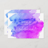 Invitation Aquarelle Bleu pourpre Serez-vous ma servante d'ho (Devant / Derrière)