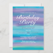 Invitation Aquarelle Bleu pourpre Soirée Ciel Anniversaire (Devant)