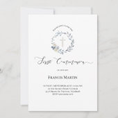 Invitation aquarelle bleu poussiéreux en couronne de fer Prem (Devant)