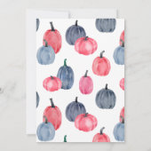 Invitation Aquarelle bleu rose Citrouille Roses Révélation de (Dos)