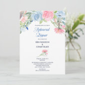 Invitation Aquarelle Bleu rose Floral Dîner de répétition (Debout devant)