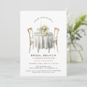 Invitation Aquarelle bleu rose | Joli Brunch nuptial féminin (Debout devant)